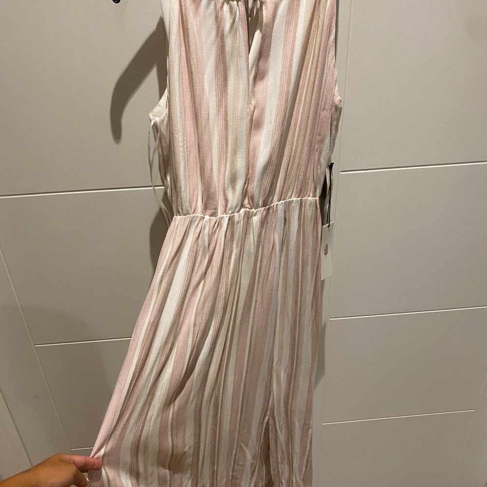 June & Hudson Dress Women's Size Small White And Pink Spaghetti Strap Maxi